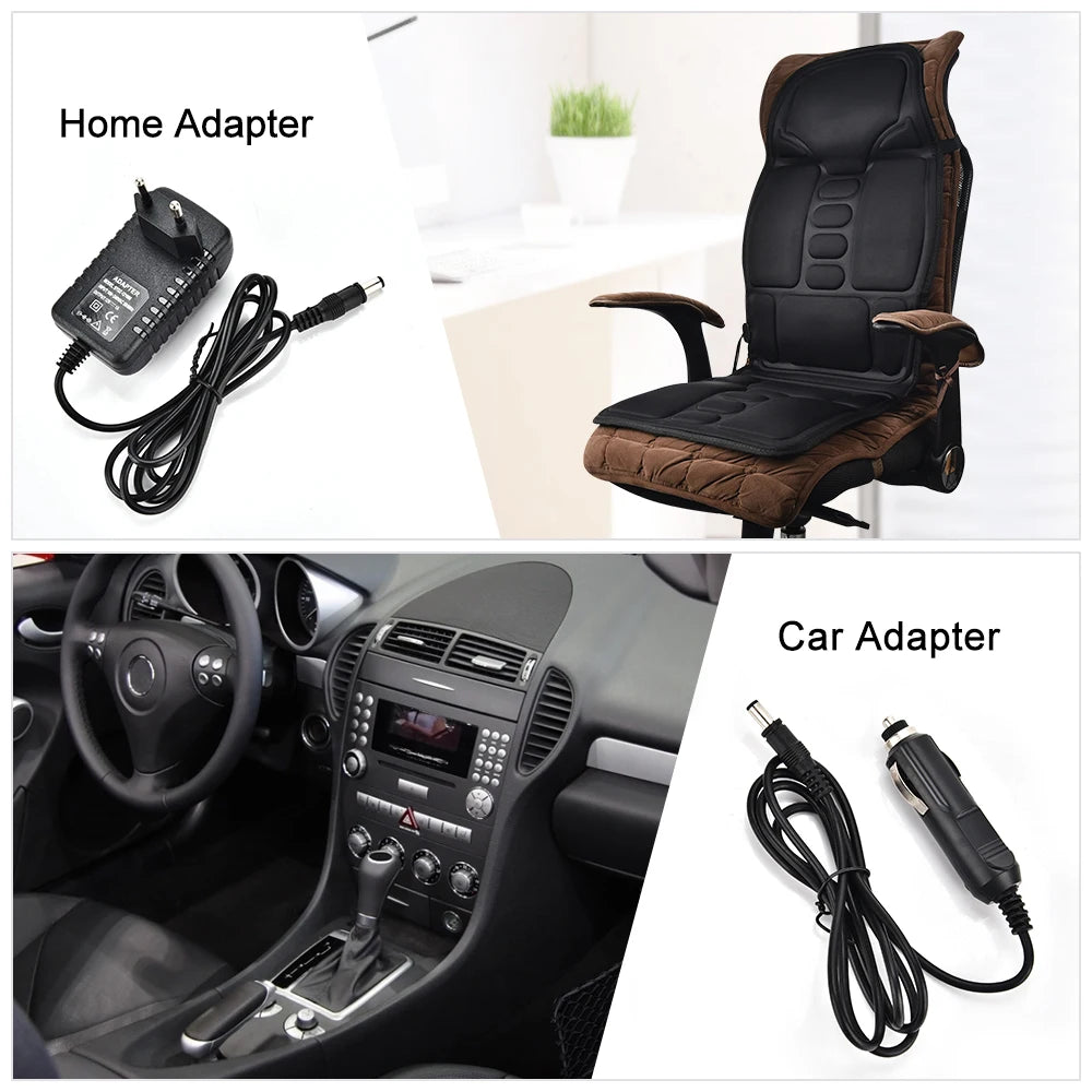 Electric Back Massager Massage Chair Cushion Heating Vibrating Car Home Office Lumbar Neck Mattress Pain Relief