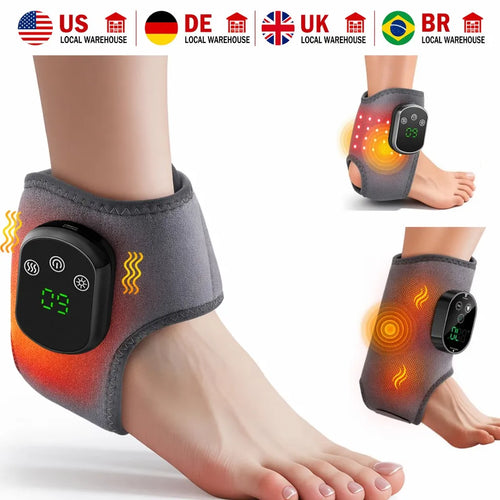 Heating Ankle Massage Belt Electric Hot Compress Vibration Massage Foot Ankle Guard Band Carpal Wrap Support Brace