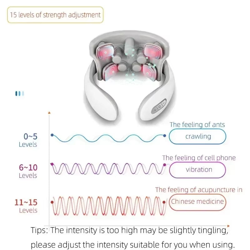 Smart Neck and Back Massager Device Shoulder Neck Massage Cervical Vertebra Vibrator Heating Relieve Pain Muscle Care